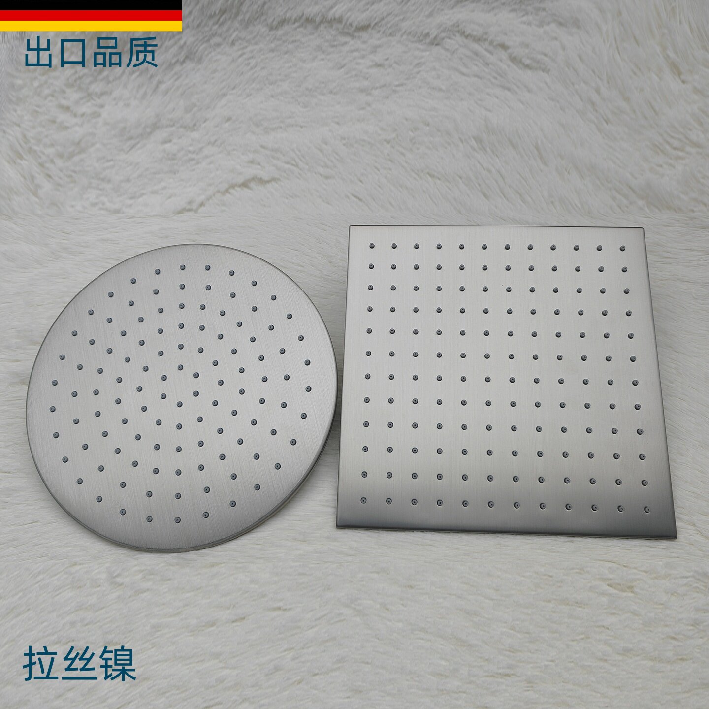 拉丝镍顶喷淋浴花洒304不锈钢加厚圆形方形增压8/10/12寸吊顶喷头