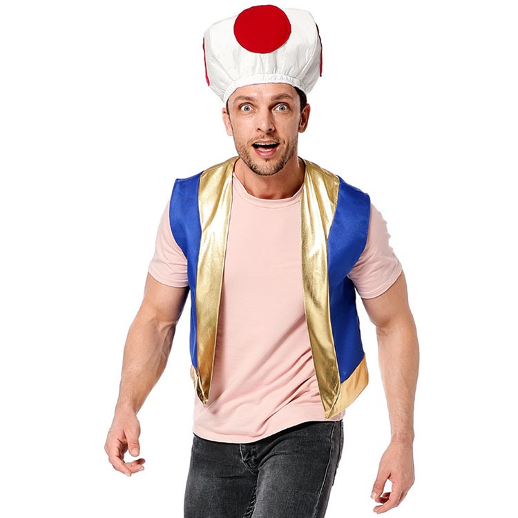 万圣节成人红点蘑菇头奇诺队长 游戏角色cosplay 搞怪蘑菇王国服