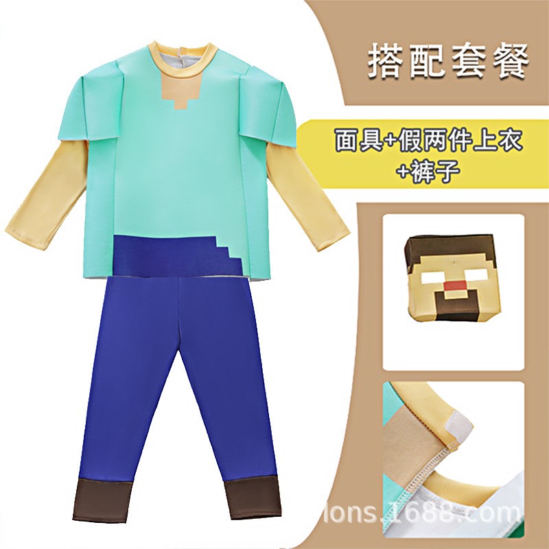 万圣节cos服我的世界绿色表演服minecraft舞台服装绿世界cosplay