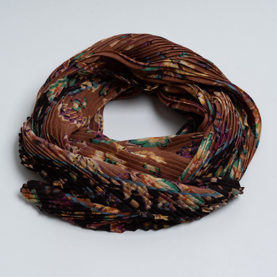 咖色花朵印花方巾优雅百搭三角巾