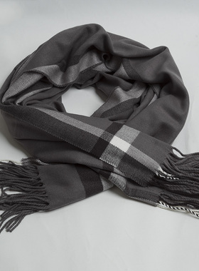 新款出口英国 优雅气质灰色围巾女秋冬 百搭超柔大尺寸仿羊绒披肩