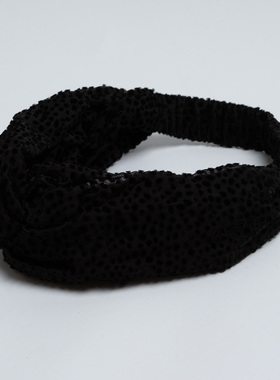 新款欧美时尚 优雅黑色植绒波点发带发箍女春秋 时尚百搭弹力头巾