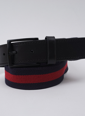 欧美潮牌 男士帆布腰带休闲编织裤带夏 时尚百搭红色条纹青年皮带