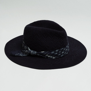 新款 优雅气质藏青花朵帽子女士春夏秋防晒遮阳帽盆帽礼帽 欧美时尚