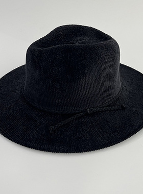 新款欧美时尚优雅气质黑色雪尼尔帽子女秋冬百搭牛仔旅游装饰帽子