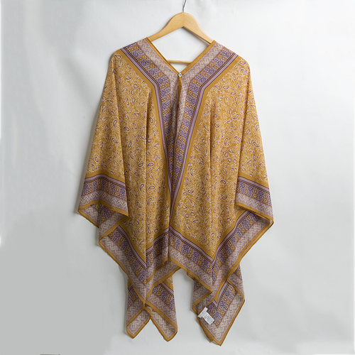 气质花朵印花优雅气质女斗篷披肩