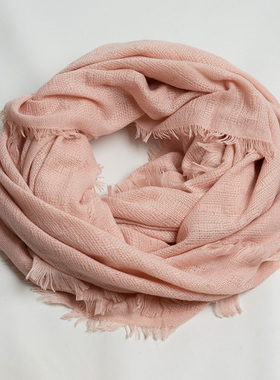 新款欧美时尚 欧美气质裸粉色方巾女秋冬 百搭纯色保暖围脖大披肩