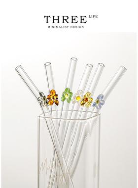 Tlife·Floret·吸管玻璃耐高温耐热可爱透明咖啡吸管弯曲 | 花冠