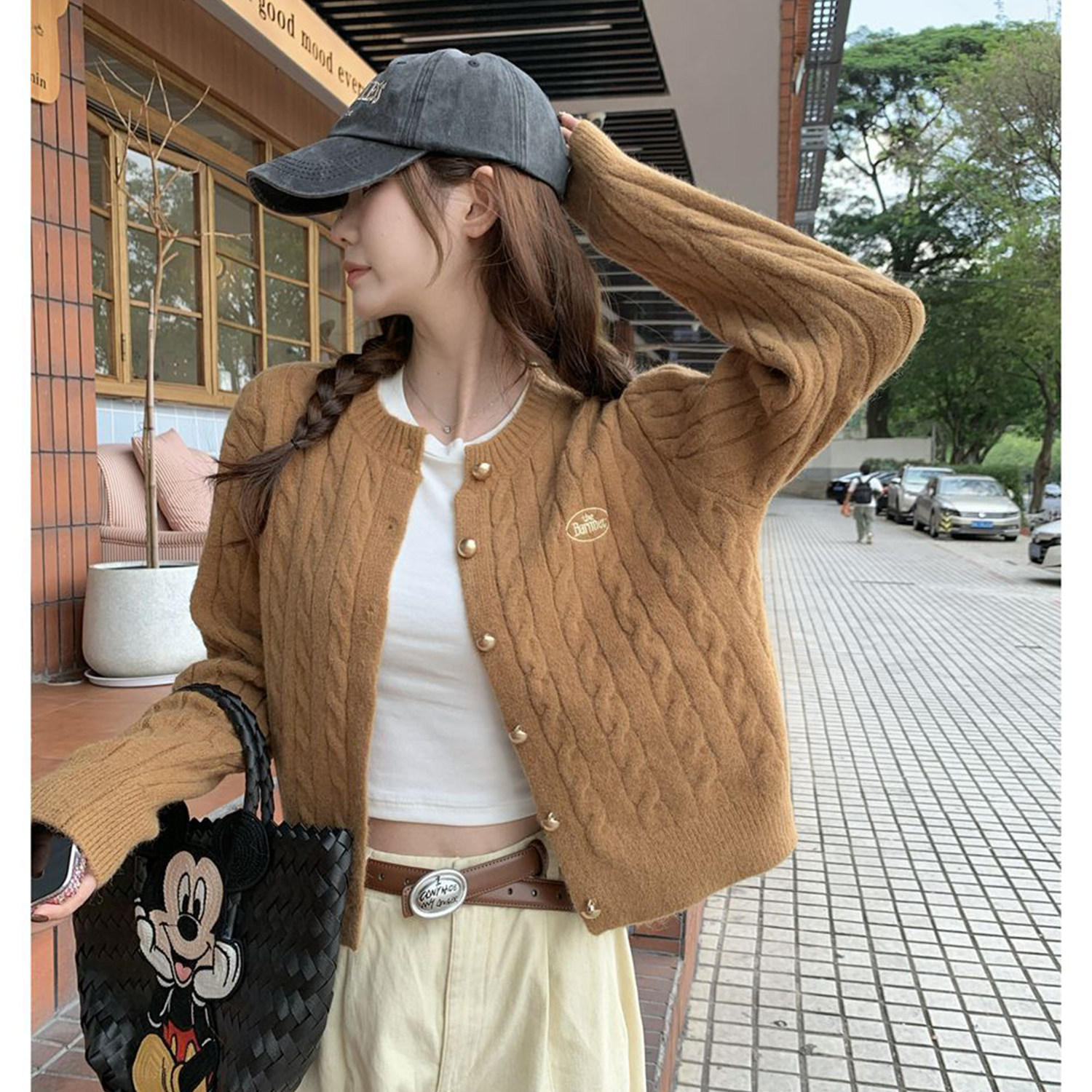 2025洋气韩版圆领气质小香风开衫麻花秋冬季针织毛衣外套女