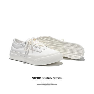 百搭白色帆布鞋软厚底小白鞋女2025新款春夏季板鞋配裙子校园风