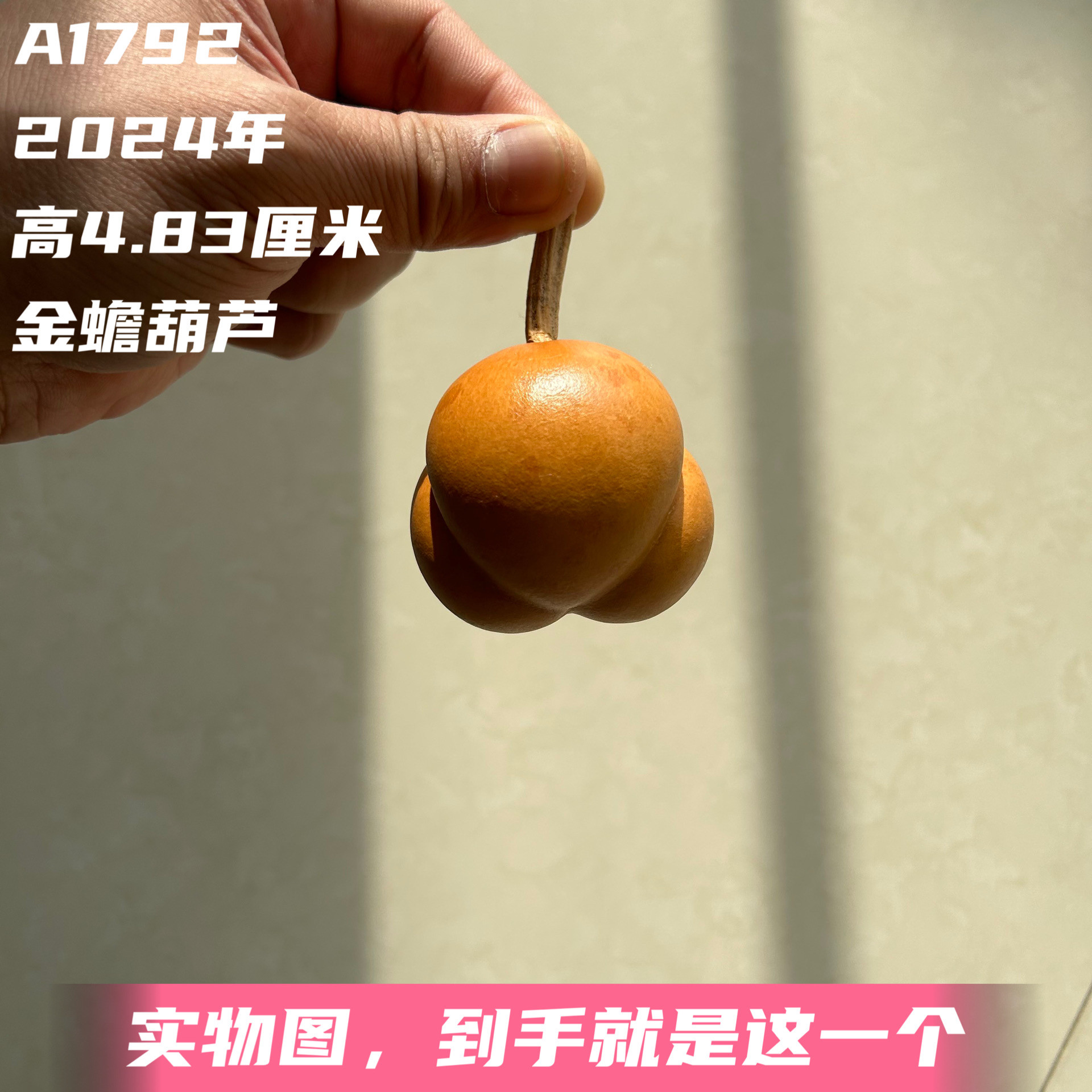 A1792高4.83厘米2024年精品手捻花叶病小冬瓜勒扎金蟾葫芦