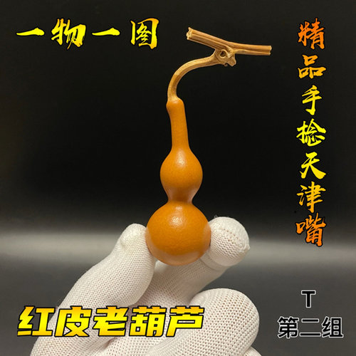 精品红皮老葫芦八宝天津嘴迷你小手捻文玩葫芦一物一图天然带龙头