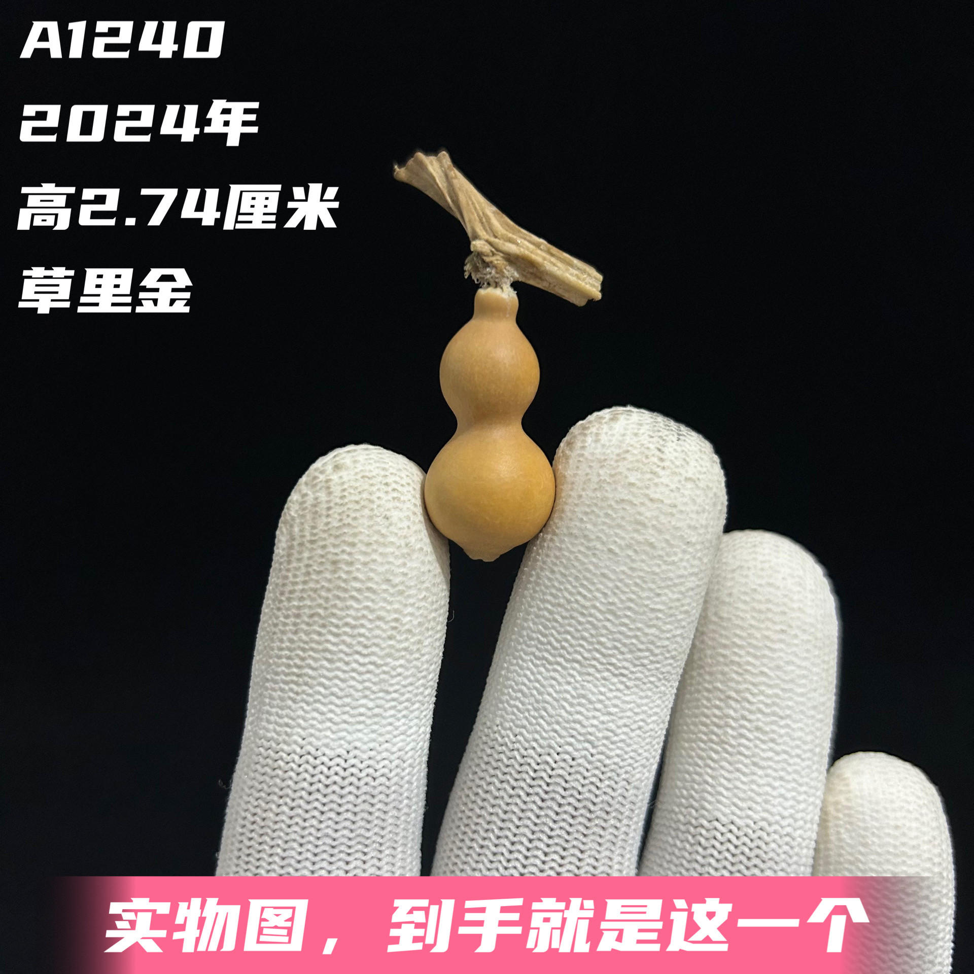 A1240高2.74厘米2024年精品手捻草里金小葫芦