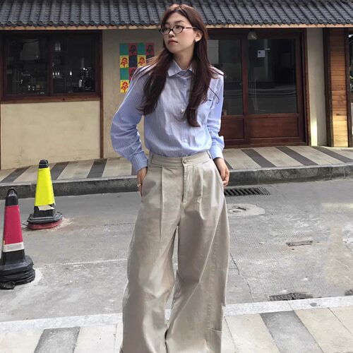 韩系简约百搭宽松阔腿裤
