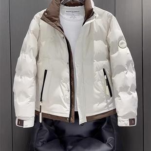 高端白色短款羽绒服男冬季加厚2025新款帅气保暖潮牌立领男士外套