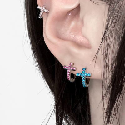 【全店买四免一】彩色十字架耳圈