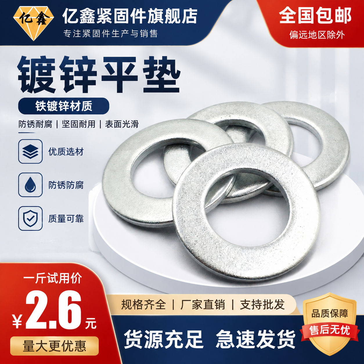 镀锌平垫片超薄小外径垫圈加厚加大螺丝垫子金属垫片介子m3456810
