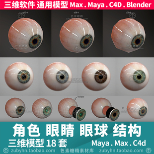 逼真写实眼睛眼球彩色瞳孔人类动物怪物眼3d三维模型maya3dmaxc4d