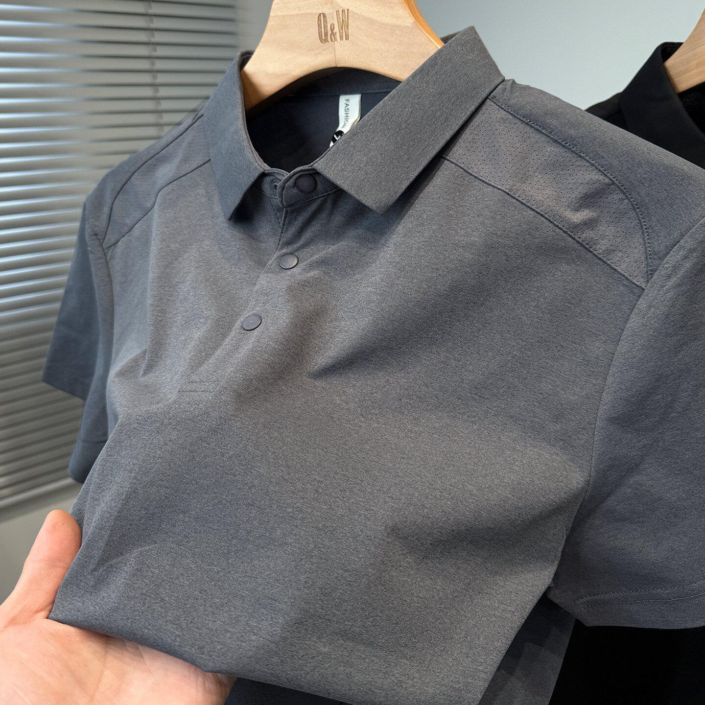 拼接运动休闲 polo衫男短袖2025新款夏季中年男士T恤衬衫领上衣服