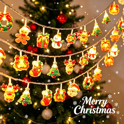 圣诞节彩灯雪人老人圣诞树挂饰挂件星星灯装饰灯橱窗店铺场景布置