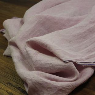 瓦娜原创21支酵洗汉麻亚麻酵洗色织布料衬衫裤子裙袍服装面料米紫