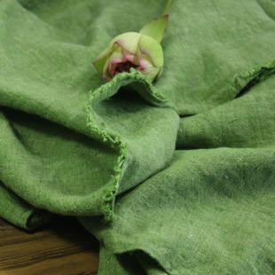 瓦娜家原创设计师款酵洗色织亚麻布料经细纬粗超垂裙袍衫服装布料