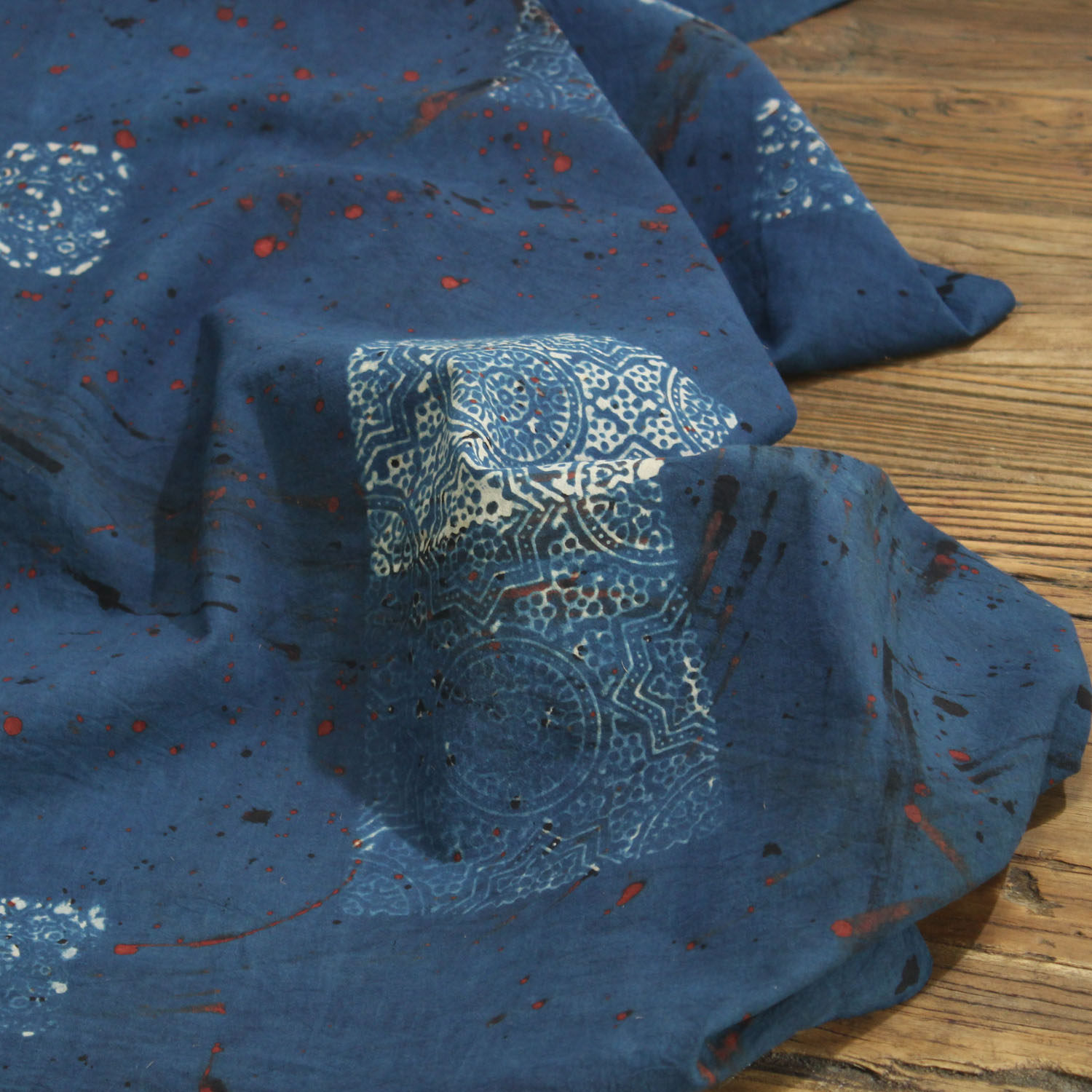 瓦娜家印度纯进口传统工艺手工植物染色印花棉布料衬衫裙袍面料青