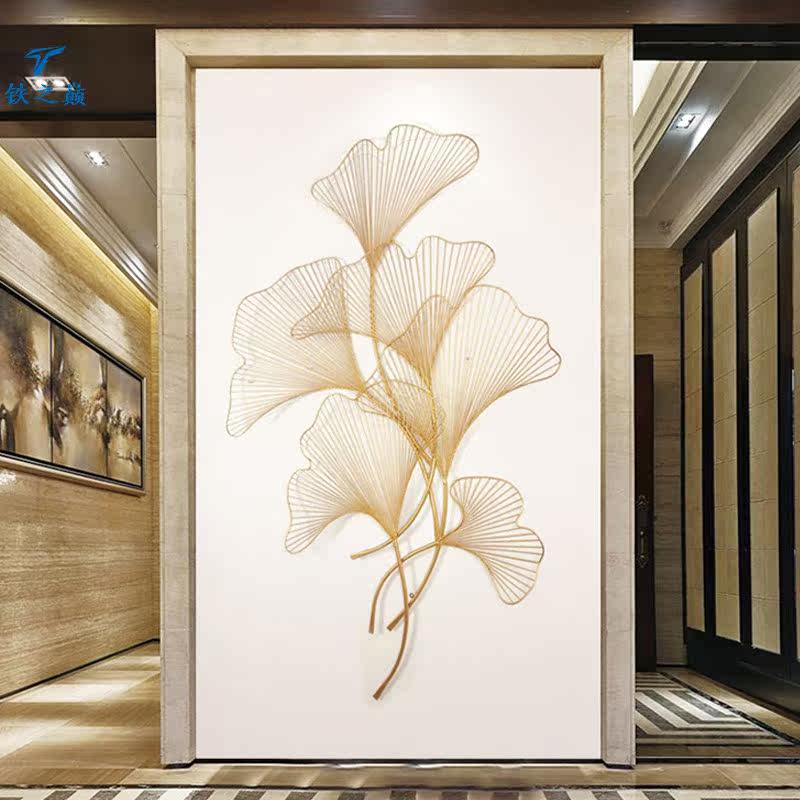 现代银杏叶壁挂轻奢酒店软装背景墙装饰品金属创意挂饰铁艺墙饰|msdalam kategori Aksesori rumah, mural - dari Buy2taobao.com untuk memberikan perkhidmatan ejen Taobao profesional membeli