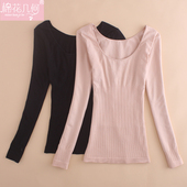 薄款 紧身单件上衣 黑色打底衫 保暖内衣女秋衣内穿低领修身 美体长袖