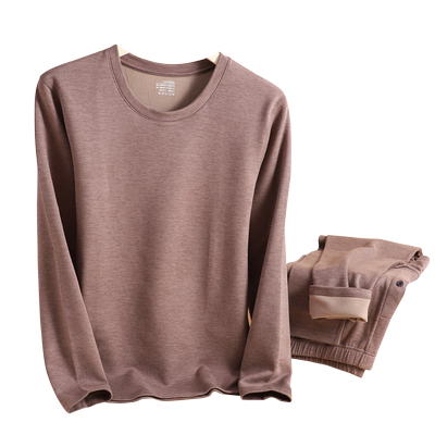 羊毛蚕丝】男士磨毛薄绒保暖内衣