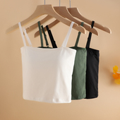 吊带带胸垫文胸一体式 小背心 纯棉美背内衣女春夏打底内搭抹胸短款