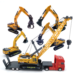 德立信工程车仿真惯性平板运输拖车运木车玩具模型儿童男孩玩具车