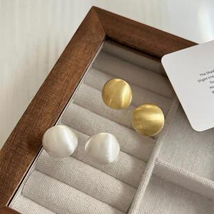 拉丝哑光弧形耳钉女小众设计感精致耳环2023年新款 潮韩国气质耳饰