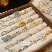 冷淡风高级感锆石镶钻开口戒指女小众时尚 食指戒网红百搭手饰品