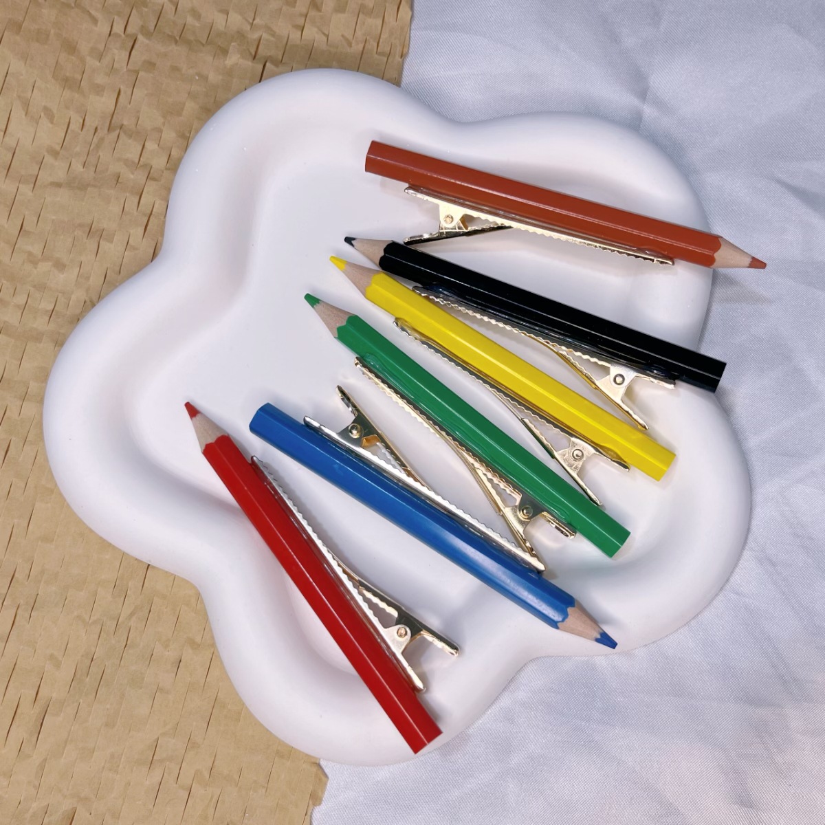 趣味彩色铅笔发夹男女通用鸭嘴夹学生刘海夹个性能写字碎发夹发饰