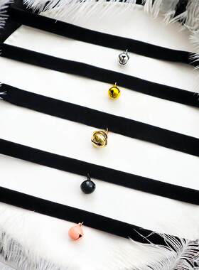 饰品黑色丝绒项链颈带铃铛吊坠项圈颈链锁骨链女仆cos冷淡风项链