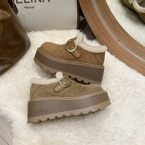 厚底增高勃肯鞋女鞋加绒保暖雪地