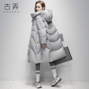 时尚潮牌泡芙白鹅绒羽绒服女中长款2025新款防寒保暖超火冬装外套