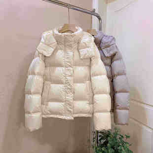lulu同款95白鸭绒短款羽绒服女2025冬季新款连帽加厚收腰五格外套
