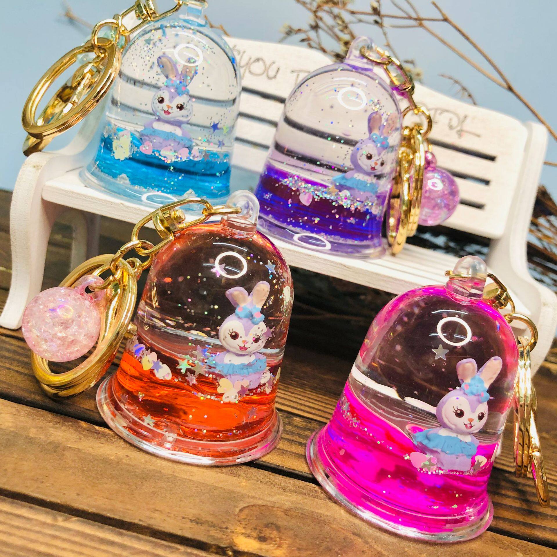 液体星黛露兔子漂浮沙漏钥匙扣