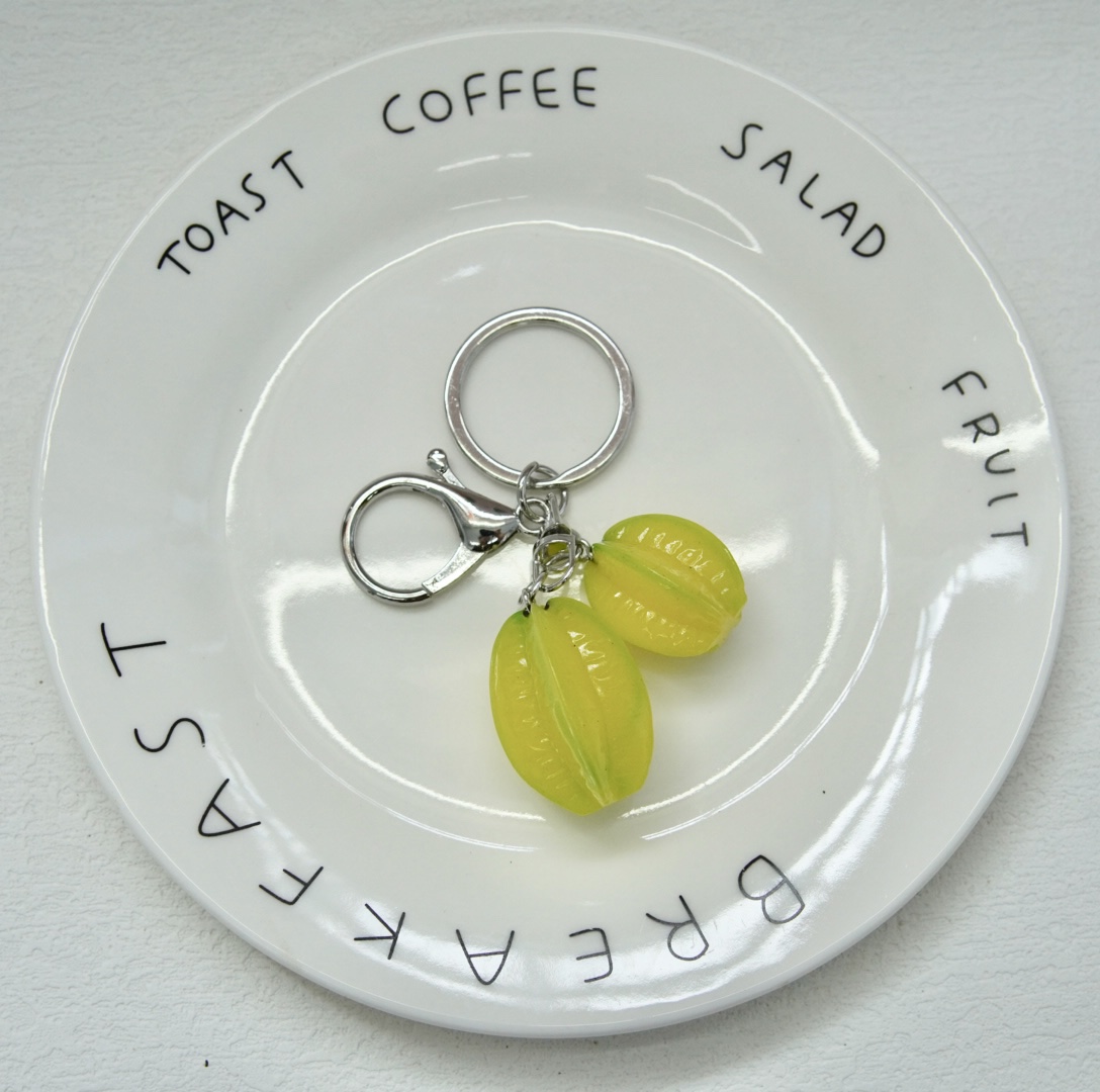 个性树脂仿真食物水果杨桃钥匙扣配饰促销小礼品挂件活动高颜值