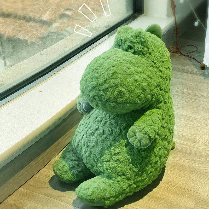 呆萌可爱绿色恐龙睡觉大抱枕儿童小恐龙布娃娃玩偶送女孩生日礼物