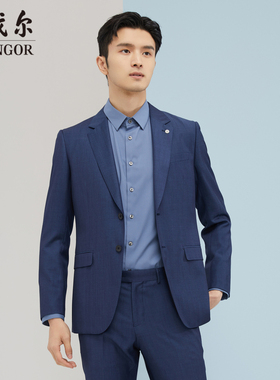 雅戈尔男士西服秋冬新款官方商务休闲商场同款羊毛西装外套S2134