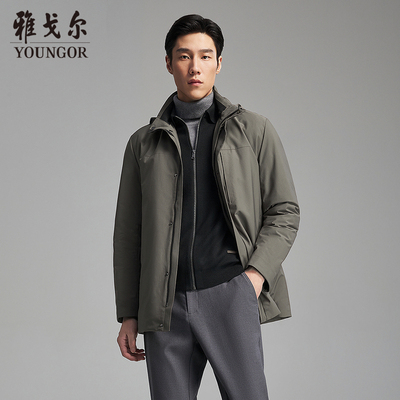 雅戈尔户外休闲立领可脱帽羽绒服