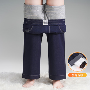 直筒裤 蚕丝棉裤 丹宁蓝软牛仔窄版 外穿东北超厚防寒保暖裤 子 女冬季