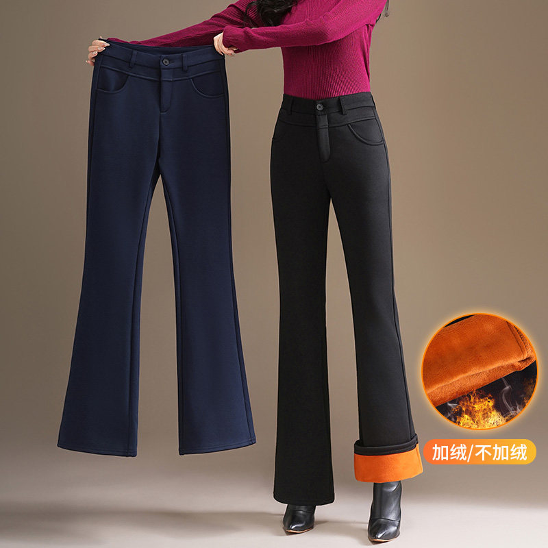 针织喇叭裤子女秋冬加绒新款大码女裤高腰中年妈妈宽松休闲喇叭裤,女装/女士精品,休闲裤,淘宝优惠券,粉丝福利购,淘宝优惠卷