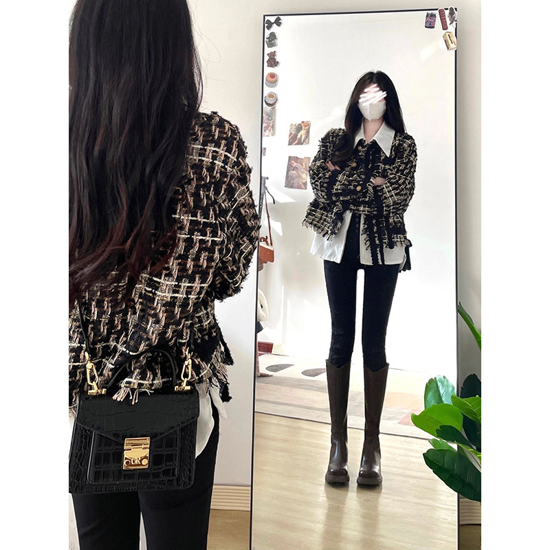 黑色羽绒小香风外套女短款春秋冬季新款小个子高级感加厚羊毛上衣,女装/女士精品,毛呢外套,淘宝优惠券,粉丝福利购,淘宝优惠卷