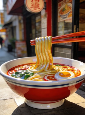 面馆创意玻璃钢彩绘卡通雕塑步行街商业街装饰景区摆件定制源头