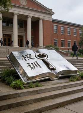 书本钥匙系列不锈钢镜面大型学校城市广场文化艺术金属主题公园