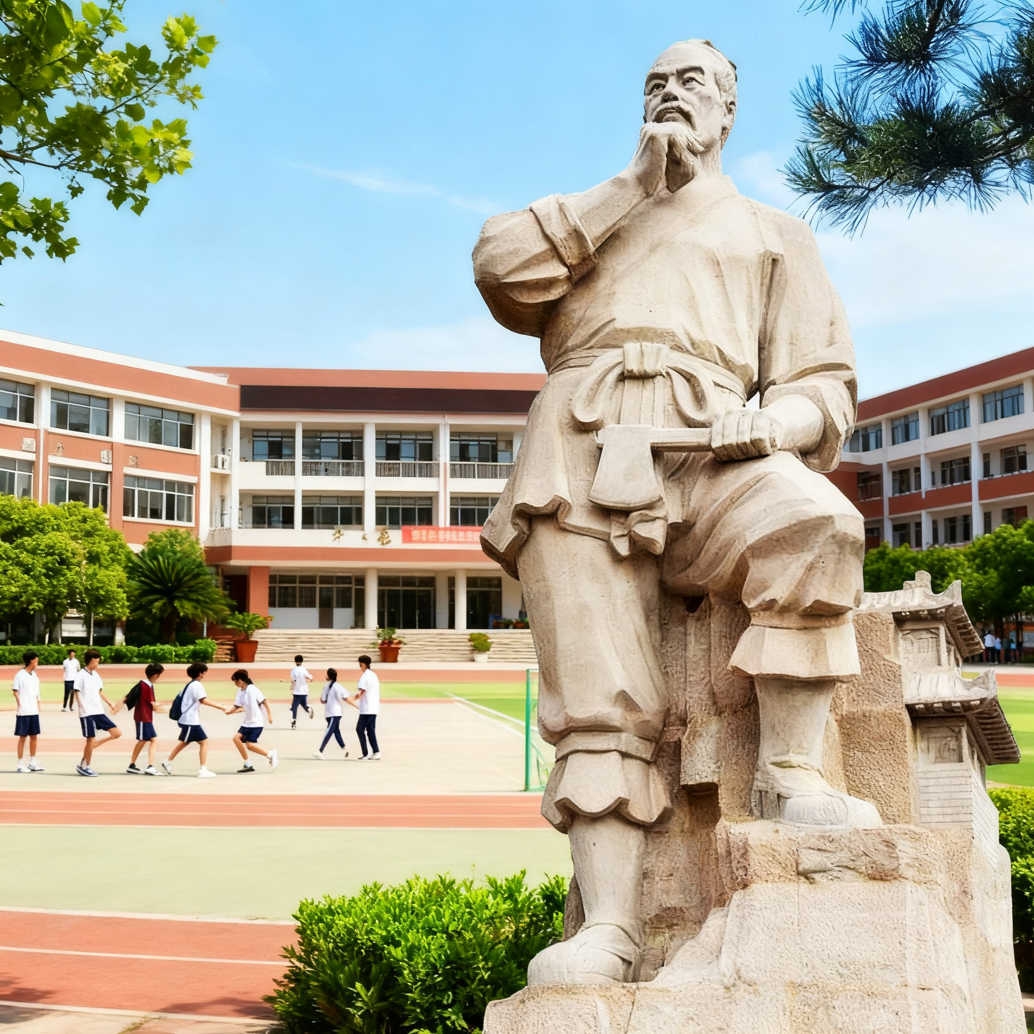 鲁班石雕雕像定制大型户外汉白玉人物雕刻装饰景观园区花岗岩摆件